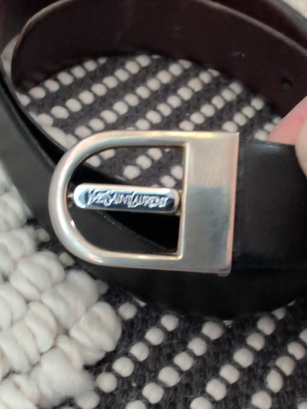 Yves Saint Laurent Black Brown ReversibleLeather Belt Logo Buckle